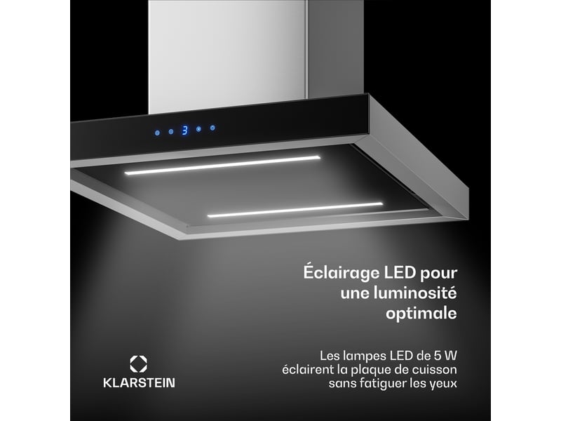  Klarstein valeria hotte aspirante îlot évacuationrecyclage d'air design élégant 600m³h 60 cm inox  - Conforama E
