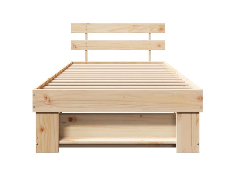  Lit simple- lit adulte -  cadre de lit avec tête de lit marron 80 x 200 cm pin massif  - Conforama D