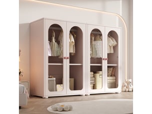 Armoire lit - lot de 2 - avec rangement - avec portes - format compact - acryliquepanneau de fibres de densité moyenne - rose pastel