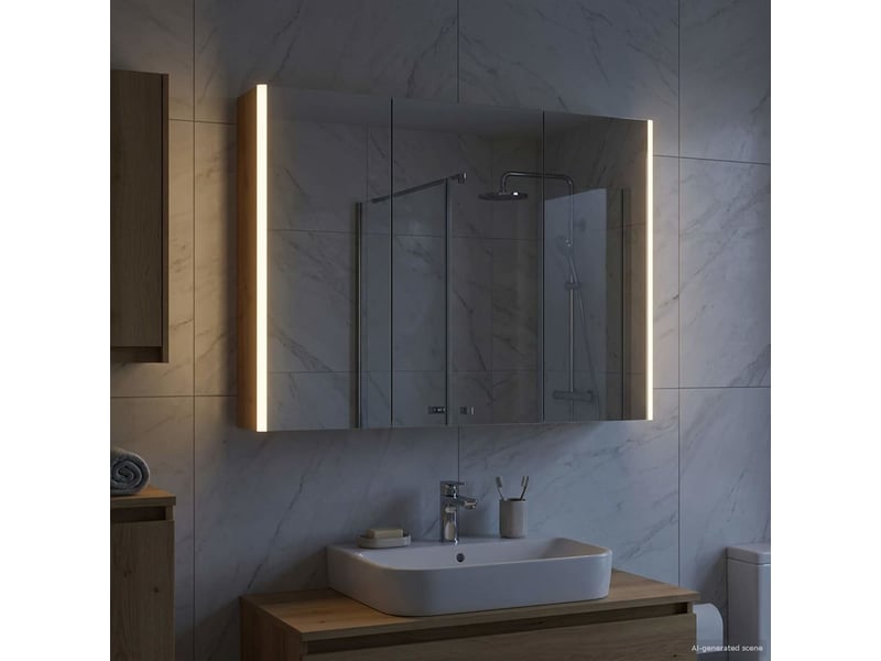 Armoire miroir salle de bain, meuble de rangement chêne artisan shl5777 - Conforama D