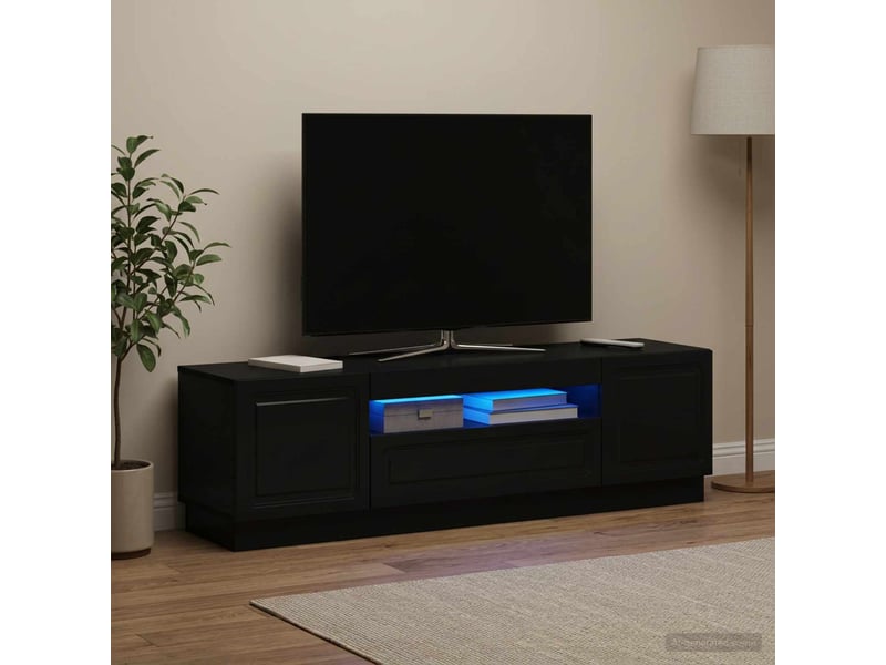  Meuble tv - banc tv - meuble de rangement led noir bois d'ingénierie  - Conforama D