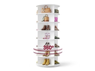 Étagère à chaussures rotative en pvc à 7 niveaux pour 28 paires, tour de rangement, 60 x 60 x 162 cm, blanc