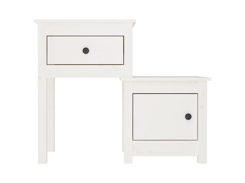  Lot de 2 tables de chevet - cabinet de chevet - table de nuit blanc 79,5x38x65,5 cm bois de pin massif  - Conforama D