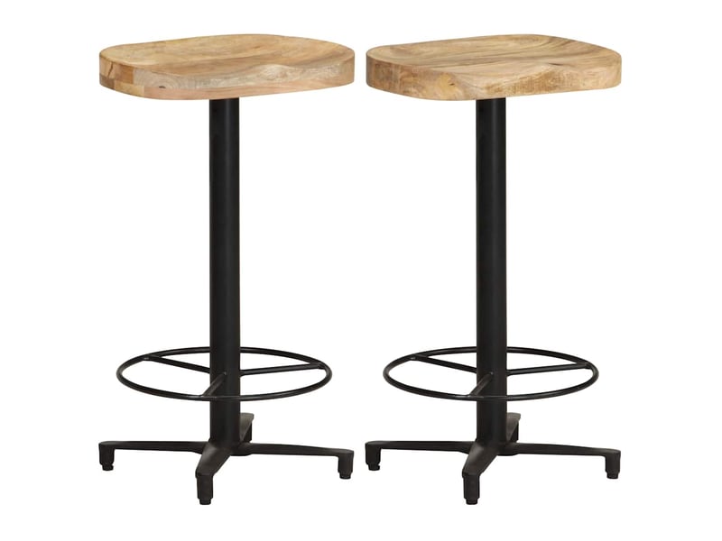  Lot de 2 tabouret de bar, chaise de bar 66 cm bois de manguier massif  - Conforama B