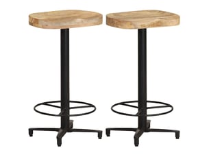 Lot de 2 tabouret de bar, chaise de bar 66 cm bois de manguier massif