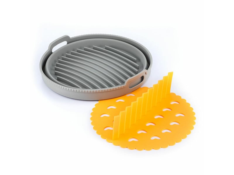  Lot de paniers pliables en silicone avec poignées et séparateurs pour friteuse à air innovagoods (3 unités)  - Conforama B