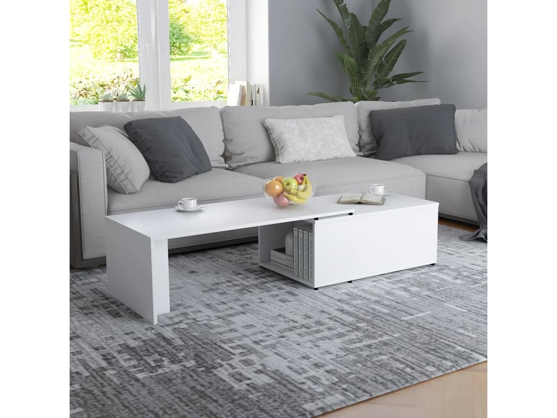  Table basse rectangulaire | table de salon blanc 150x50x35 cm bois d'ingénierie  - Conforama B