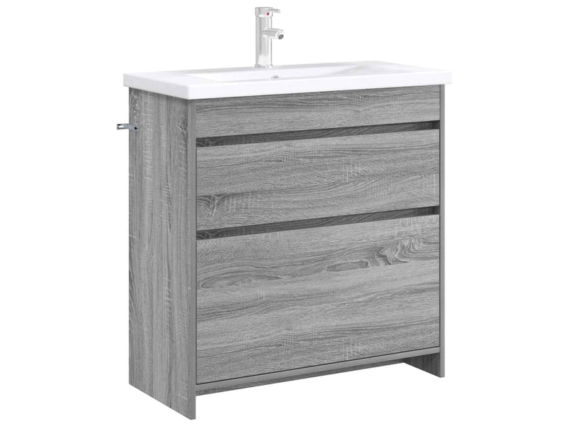  Meuble sous lavabo de salle de bain, commode sonoma gris shl8584  - Conforama C