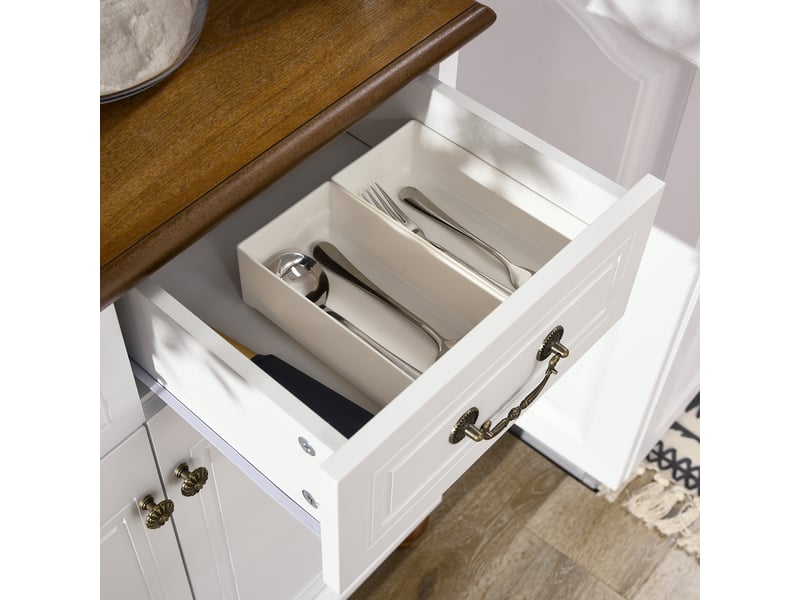  Buffet de cuisine avec 2 tiroirs et vitrine - lpospi - rangement ouvert en mdf blanc 76 × 38 × 182 cm  - Conforama C