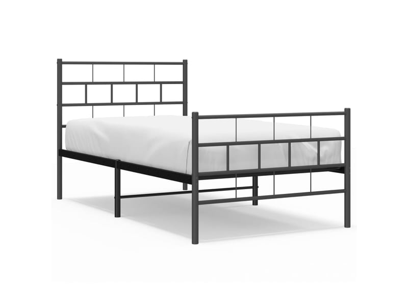  Lit simple- lit adulte -  cadre de lit métal sans matelas avec pied de lit noir 90x190 cm  - Conforama A