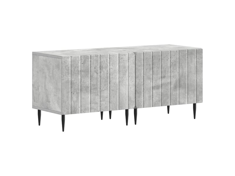  Meuble tv - banc tv - meuble de rangement led 5 pièces gris béton bois d'ingénierie  - Conforama D