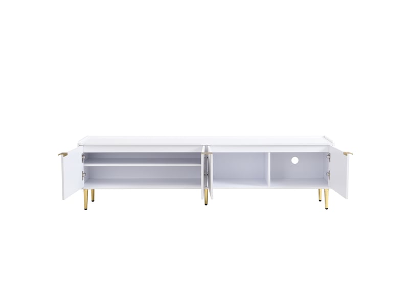 Meuble tv 170x35x47,5 cm – portes texturées – pieds et poignées dorés – meuble bas élégant - Conforama D