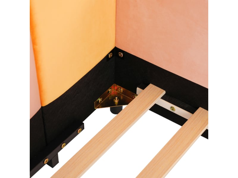  Lit enfant 140x200 multicolore - rebords latéraux surélevés, tête rembourrée, protection chutes, lit de sol douillet  - Conforama D