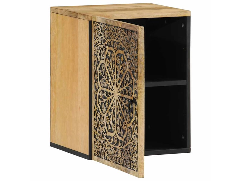  Armoire de salle de bain, meuble de rangement murale 38x33x48cm bois massif manguier  - Conforama A