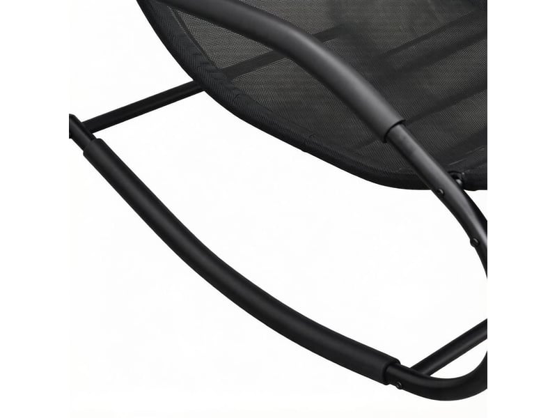 Fauteuil à bascule extérieur 63x160 cm – noir – appui-tête, repose-pieds et charge 160 kg - Conforama E