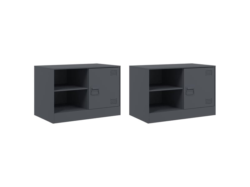  Lot de 2 meuble tv bas salon anthracite 67x39x44 cm acier shl51448  - Conforama A