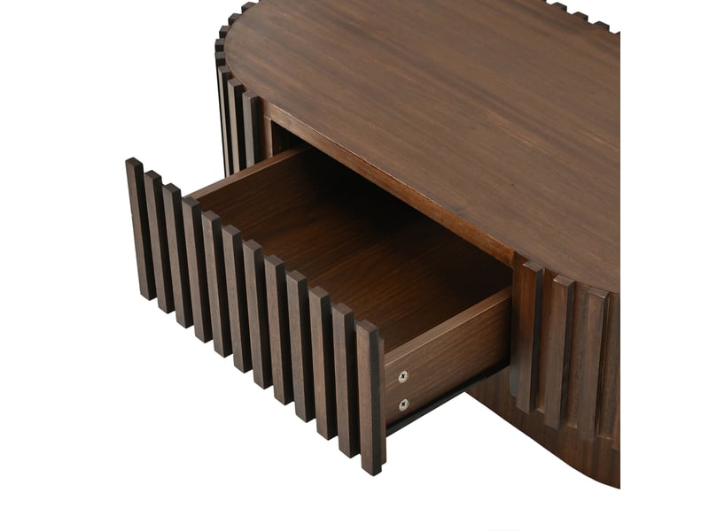  Table basse ovale avec tiroir 100x50x35,5 cm en mdf coloris noyer  - Conforama R