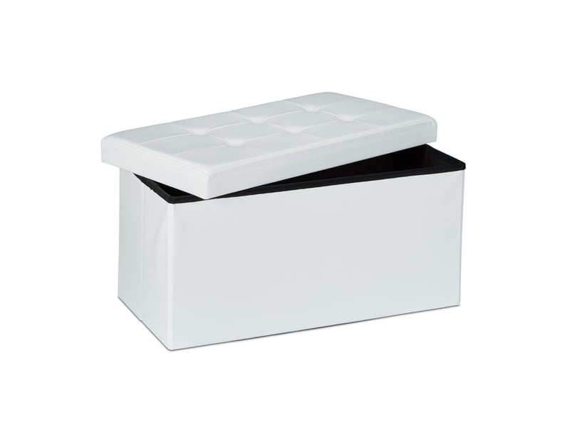  Tabouret de rangement pliant 38 x 76 x 38 cm avec 85 litres de capacité design moderne en similicuir blanc 13_0005715  - Conforama B