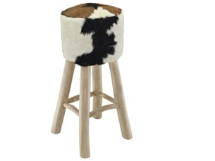 Tabouret de bar, chaise de bar cuir de chèvre et bois de teck solide shl5106