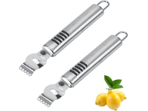 2pcs zesteur de citron et d'agrumes, éplucheur de zeste de citron professionnel couteau canelle tranche de citron en acier inoxydable éplucheur