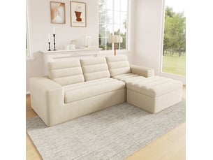 Canapé d'angle modulaire 253x161x89 cm sans montage — beige