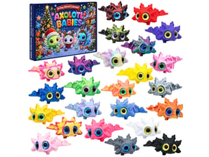 Calendrier de l'avent 2026 – 24 jours, figurines 3d axolotl colorées, jouets de bureau, cadeau pour enfants