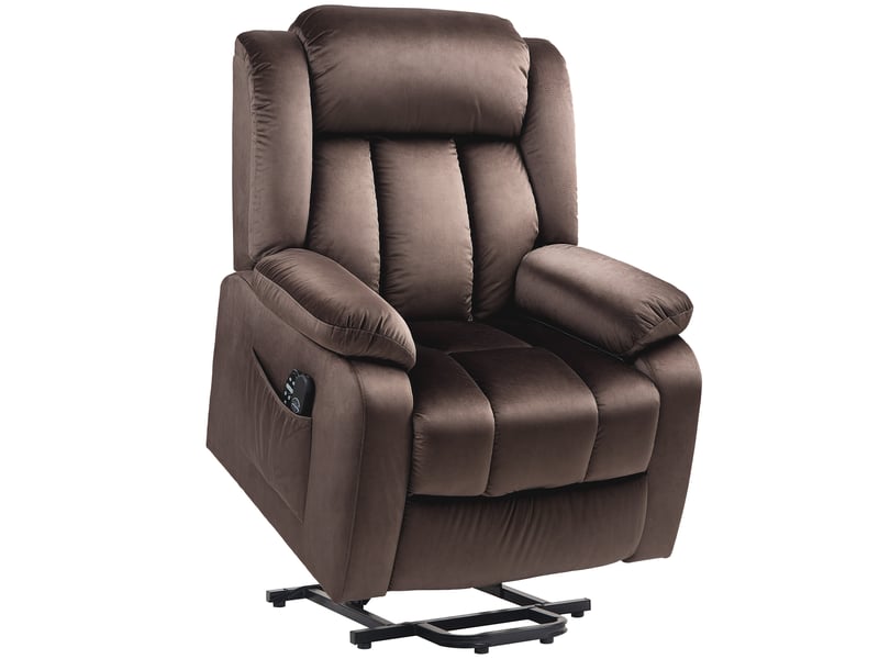  Fauteuil releveur électrique marron, massage 8 points, relax inclinable avec repose-pieds pour salon  - Conforama A