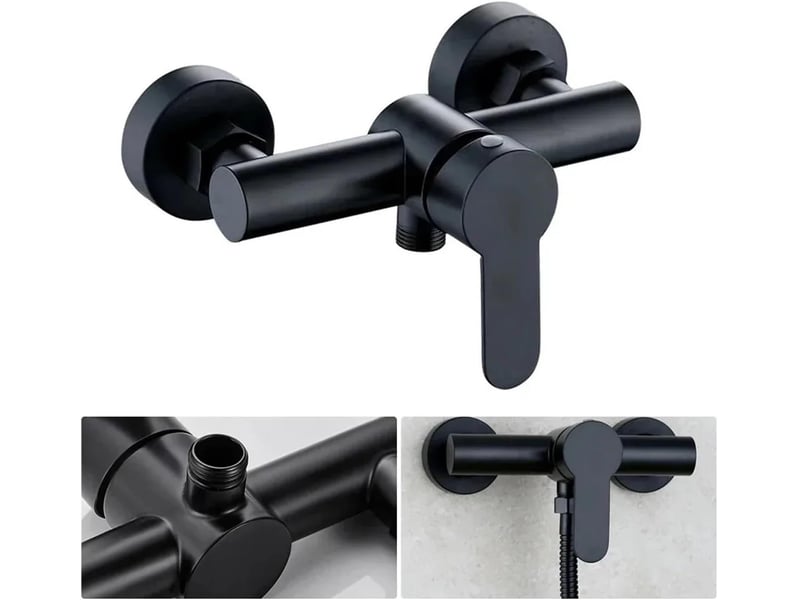  Robinets de douche de salle de bain en acier inoxydable robinet de baignoire triple mural  - Conforama D