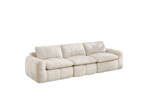 Canapé modulaire 3 places sans cadre à assise profonde - lpospi - coussins épais en chenille beige