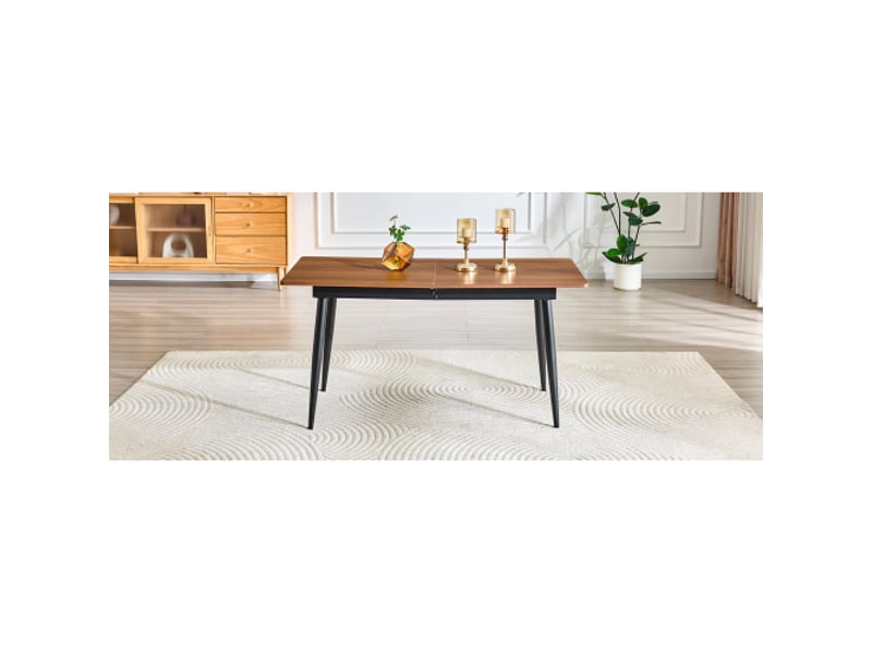  Table à manger rectangulaire 190,5150 cm – bois effet bois, pieds métal – 6–8 pers – style industriel moderne  - Conforama E