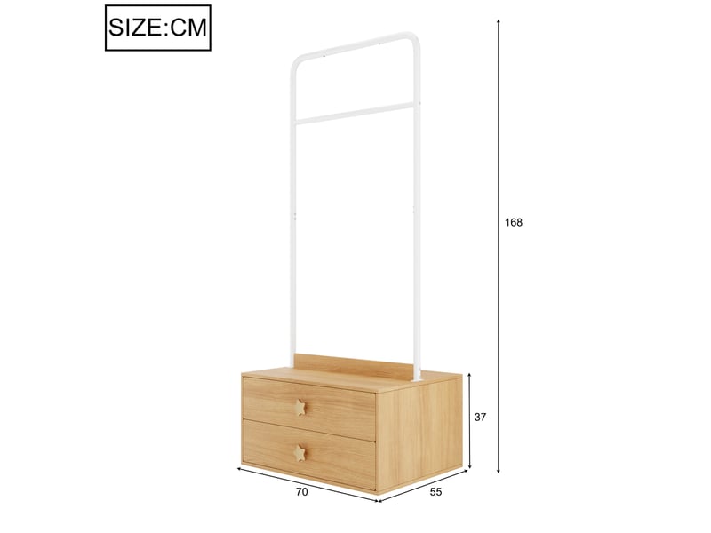  Portant à vêtements enfant 70x55x168 cm avec 2 tiroirs coloris bois naturel  - Conforama C