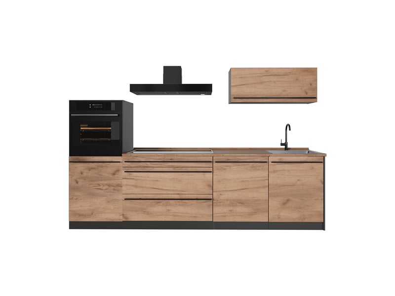  Vicco cuisine, chêne doréanthracite, 280cm sans plan de travail  - Conforama A