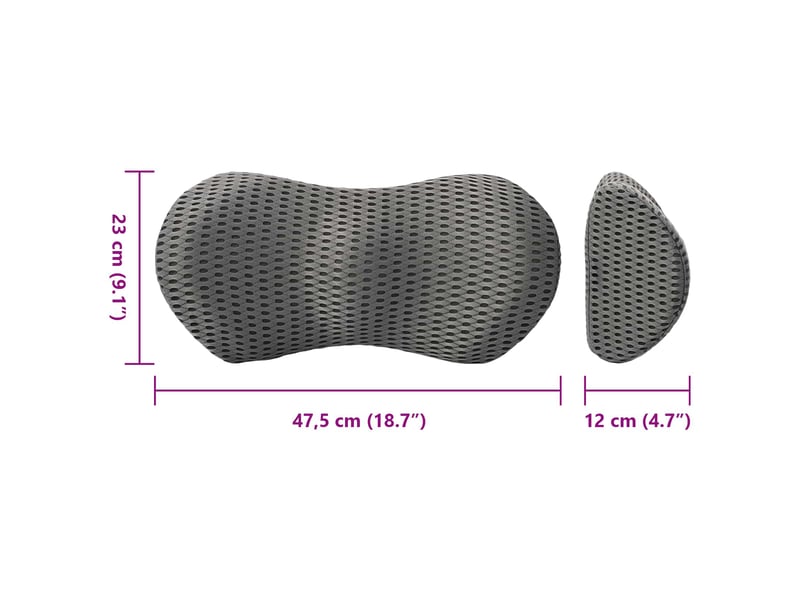 Coussin dorsal, coussin lombaire gris mousse à mémoire de forme 47,5 x 23 x 12 cm cf56446  - Conforama E