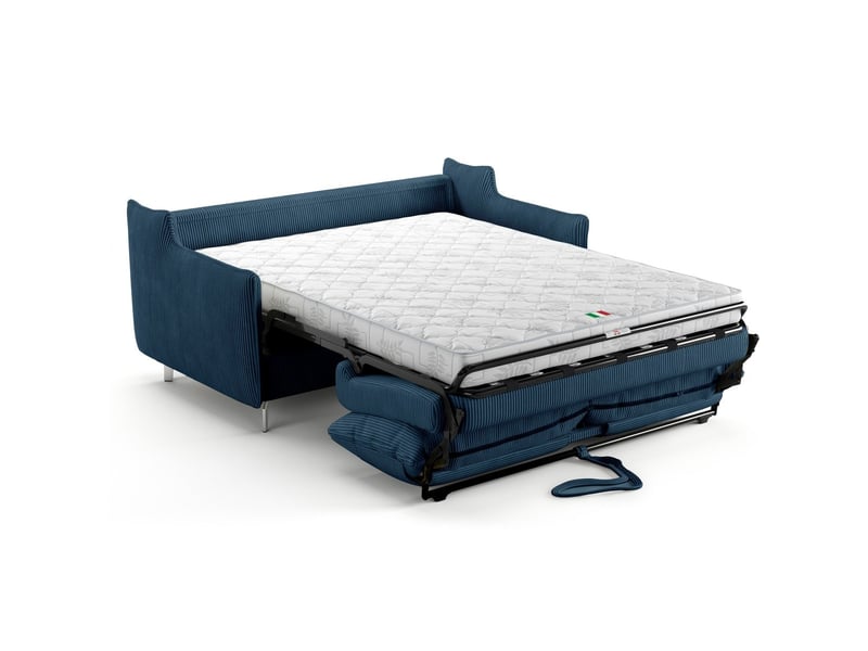  Canapé droit convertible 3 places en velours côtelé bleu foncé - ouverture express - astoria Astoria - Conforama E