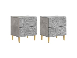 Table de chevet - cabinet de chevet - table de nuit 2 pc gris béton 43 x 34,5 x 48 cm