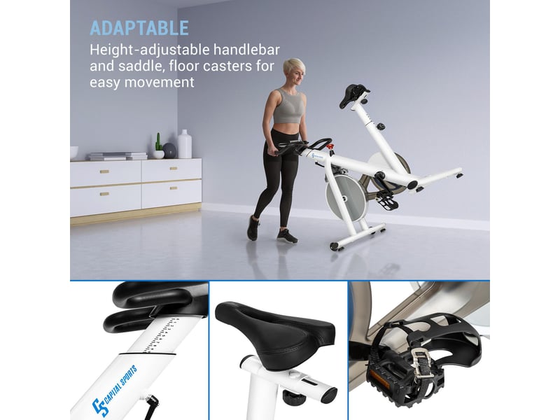 Vélo d'appartement - capital sports evo race - cardio training - volant d'inertie 22 kg - blanc  - Conforama E