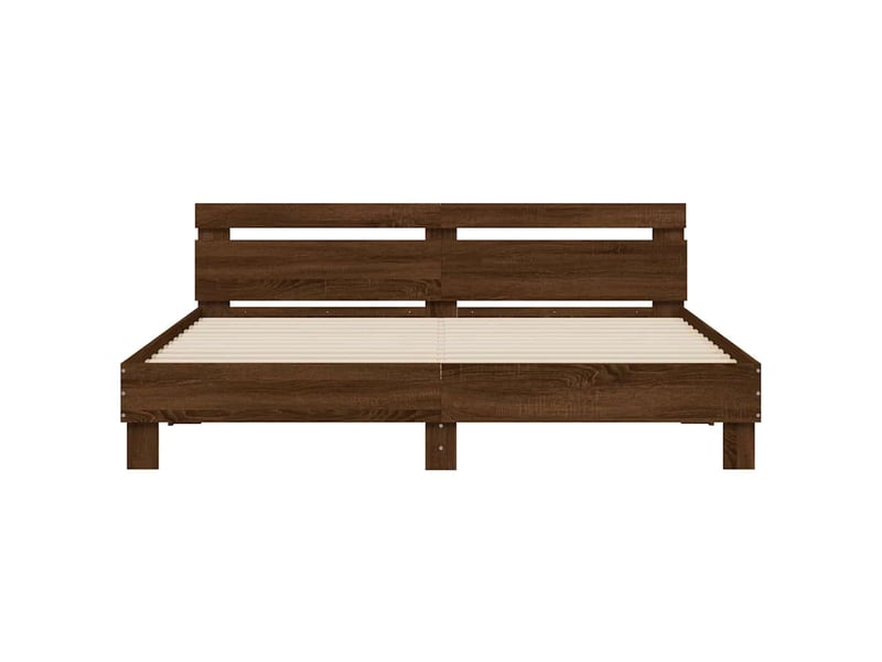 Lit double- lit adulte -  cadre de lit sans matelas chêne marron 200x200 cm  - Conforama D