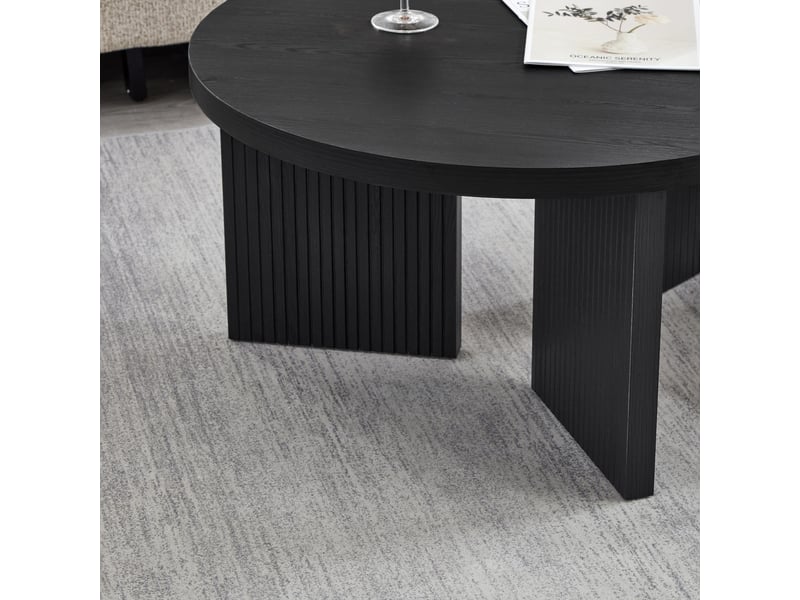  Table basse ronde élégante, table d'appoint, table de salon, table basse ronde 80 cm - élégante et peu encombrante, noir  - Conforama W