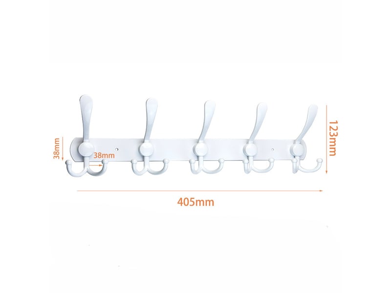 Patère murale en acier inoxydable blanc, 15 crochets (lot de 2) pour manteaux, serviettes et peignoirs  - Conforama D