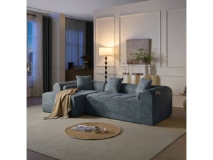 Canapé d'angle compressé gauche fixe <strong>MODENVIE</strong> <strong></strong> 4 places Tissu bleu