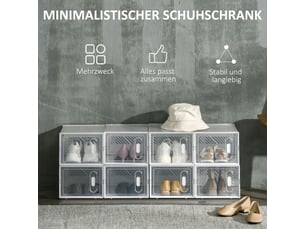 Étagère à chaussures modulable 8 compartiments plastique transparent 25x35x19 cm gain de place