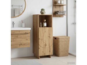 Armoire de salle de bain, meuble de rangement chêne artisanal 36.5x38x95 cm