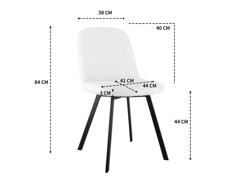  Lot de 2 chaises de salle à manger,avec pieds en métal,tissu teddy,beige  - Conforama C