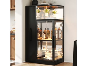 Vitrine coloris noir 2 étagère(s) FLORAGRACE - 64 cmx112 cm