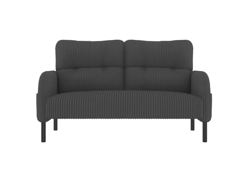 Canapé 2 places en velours côtelé gris avec dossier haut, accoudoirs ergonomiques et poches latérales  - Conforama A