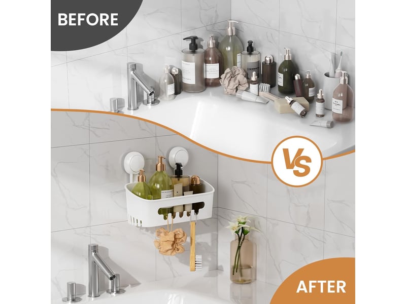  Sakae range-douche sans perçage, ventouse simple, charge 10 kg, réutilisable, pour surfaces lisses salle de bain et cuisine  - Conforama D