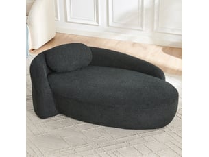 Canapé droit compressé fixe <strong>MAISENTIEL</strong> <strong></strong> 1 place Tissu bouclette Noir