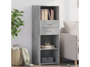 Buffet haut - bahut - meuble de rangement gris béton 45x42,5x124 cm bois d'ingénierie