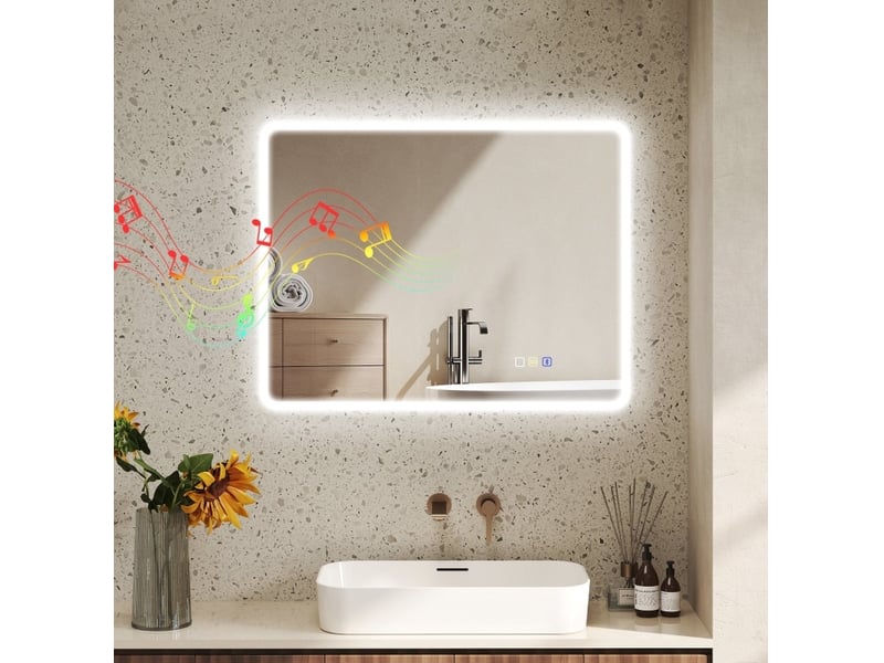 Miroir de salle de bains led bluetooth 70 x 90 cm avec anti-buée evryae - Conforama B