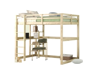 Lit mezzanine 140x200 cm <strong>MODENUIT </strong> <strong></strong> coloris naturel